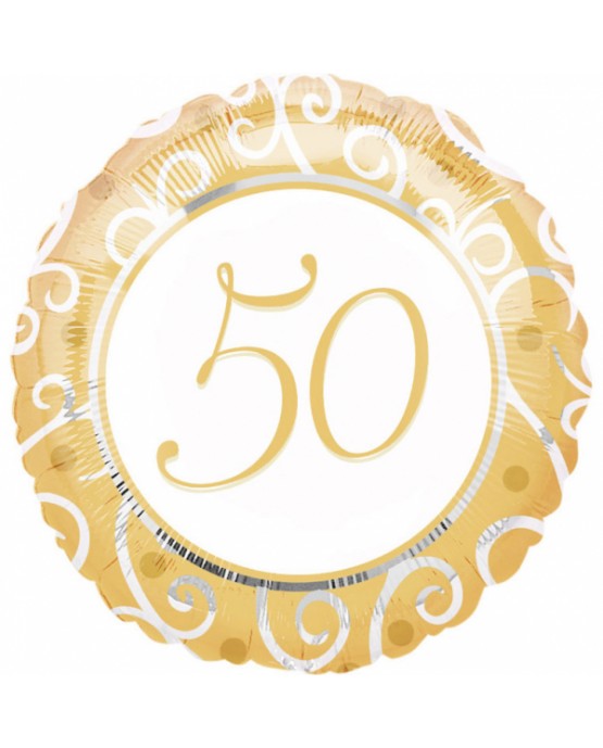 Fóliový balón číslo 50- zlatý