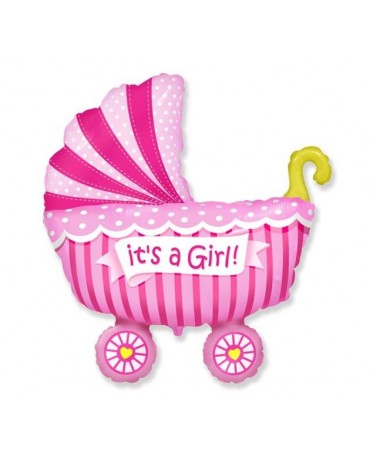 Fóliový balón ružový kočík 24"