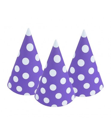 Klobúky fialové- biele bodky 6ks
