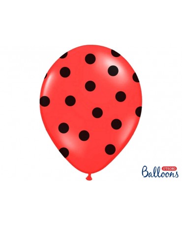 Latexové balóny červené -čierne bodky 30cm 10ks