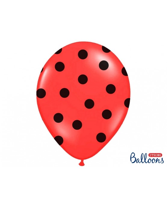 Latexové balóny červené -čierne bodky 30cm 10ks