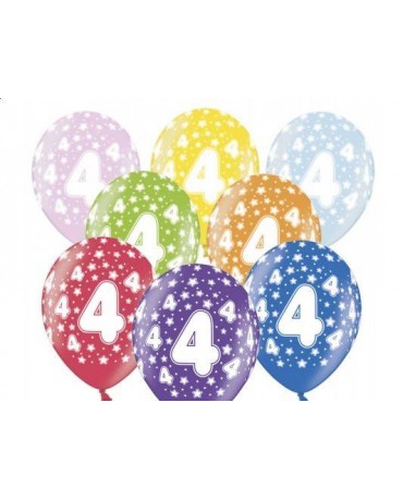 Latexové balóny číslo 4-hviezdy 30cm 10ks