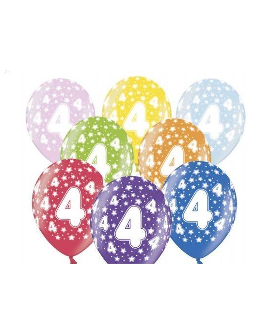 Latexové balóny číslo 4-hviezdy 30cm 10ks