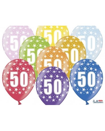 Latexové balóny číslo 50-hviezdy 30cm 10ks