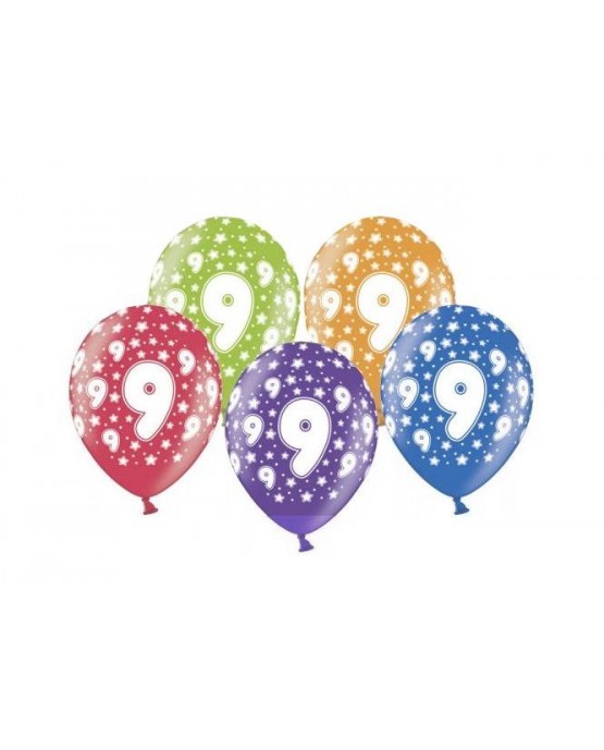 Latexové balóny číslo 9-hviezdy 30cm 10ks