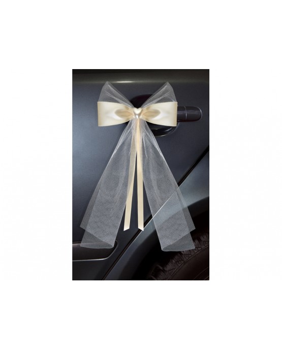 Mašľe so srdcom - krémové 2ks