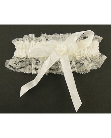 Podväzok pre nevestu - biely s perlou 1ks