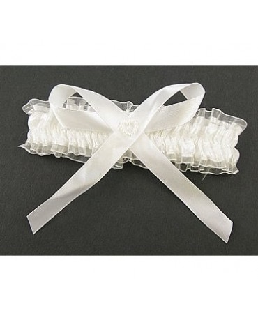 Podväzok pre nevestu - biely so srdiečkom 1ks