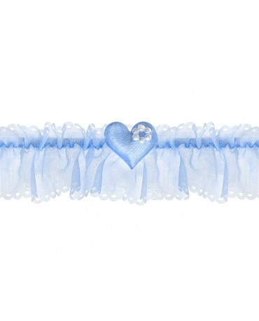 Podväzok pre nevestu -modrý so srdiečkom 1ks