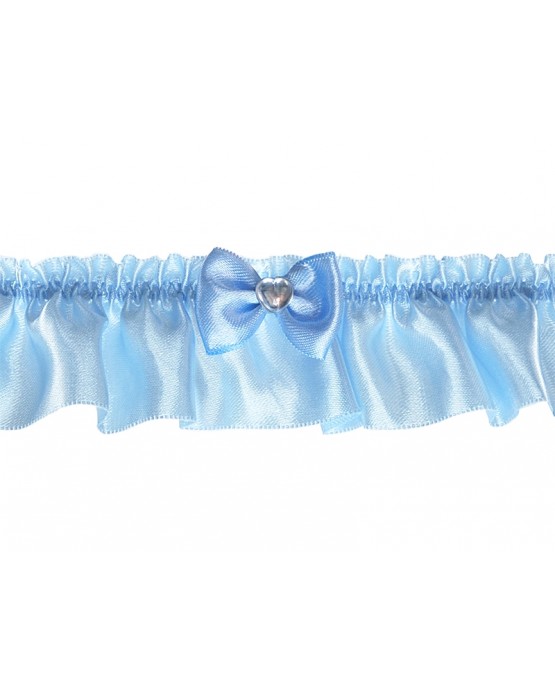 Podväzok pre nevestu -saténový modrý s mašľou 1ks