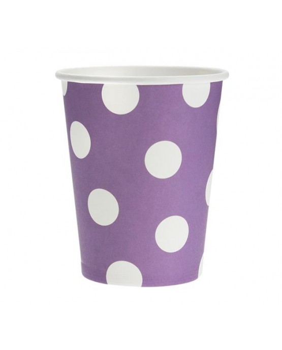 Poháre - fialové -biele bodky 270 ml - 6ks