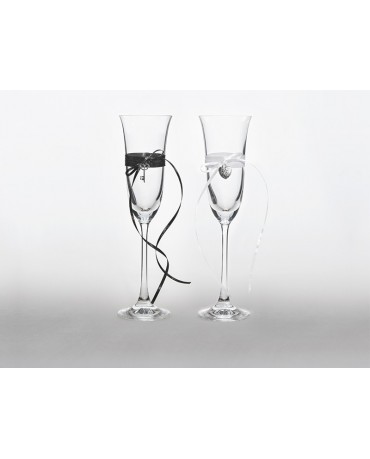 Poháre na šampanské - klúč a srdce 2ks
