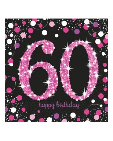 Servítky 60. narodeniny- ružové 33cm 16ks