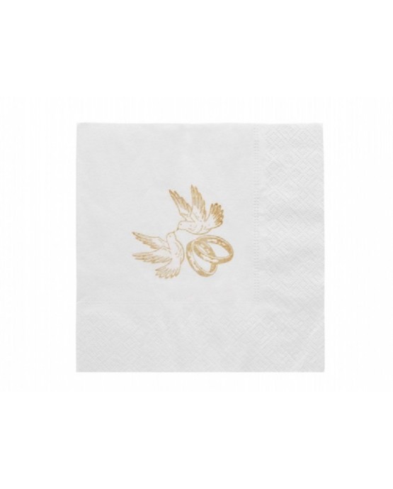 Servítky biele - holubice a obrúčky 33cm 20ks