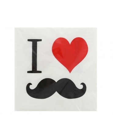 Servítky mustache - fúzy 33cm 20ks