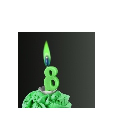 Sviečka - číslo 8 -zelený plameň