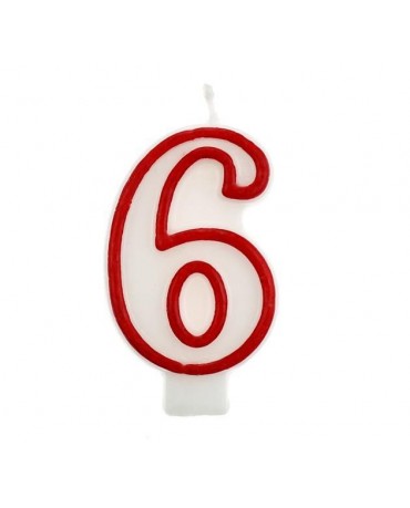 Sviečka číslo 6 - červeno-biela 7cm 1ks