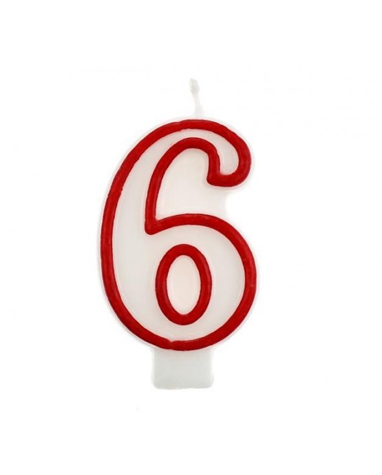 Sviečka číslo 6 - červeno-biela 7cm 1ks