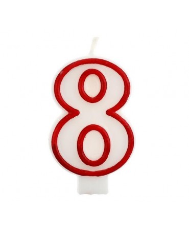 Sviečka číslo 8 - červeno-biela 7cm 1ks