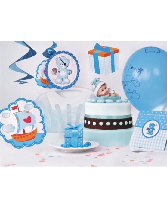 Špirály - medvede -modré 60cm 5ks