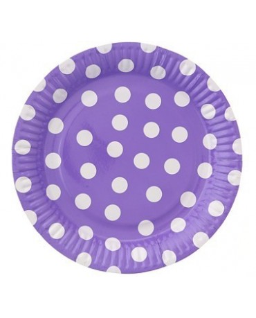 Tanieriky - fialové-biele bodky  23cm - 6ks