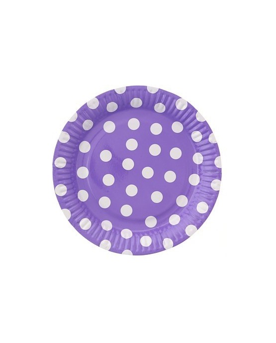 Tanieriky - fialové-biele bodky  23cm - 6ks