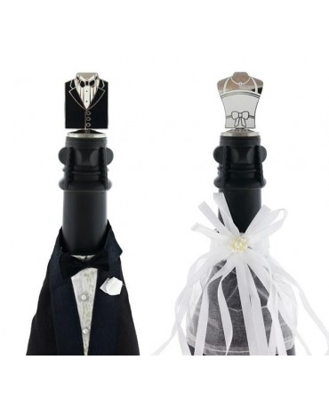 Zátky na víno - ženích a nevesta 2ks