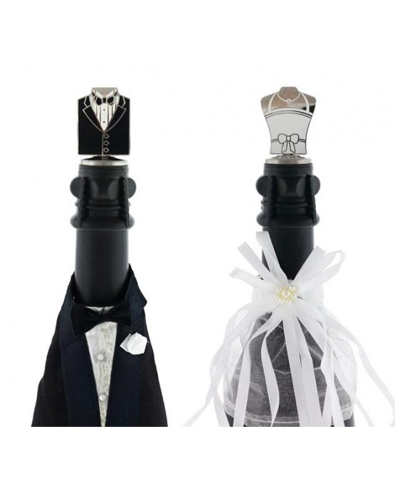 Zátky na víno - ženích a nevesta 2ks