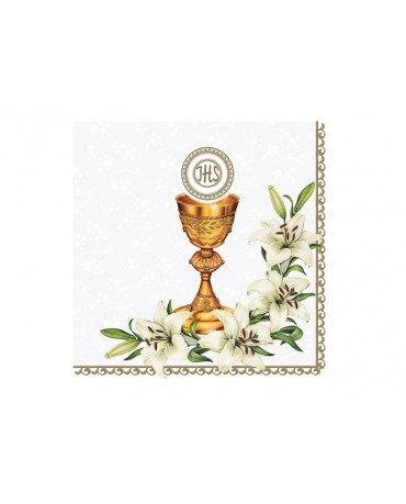 Servítky 1.sväté prijímanie- kalich s kvetmi 20ks