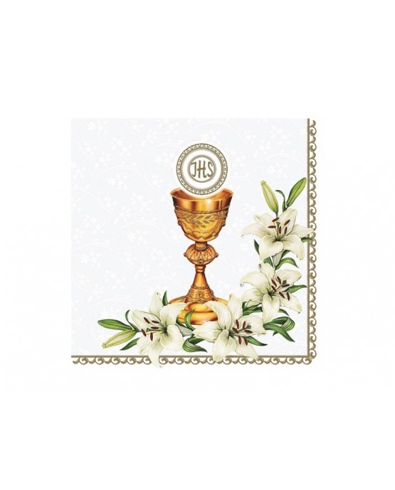 Servítky 1.sväté prijímanie- kalich s kvetmi 20ks