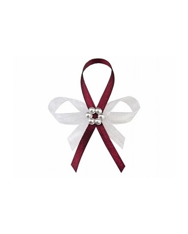 Stužky pre hostí - bordové s perlovým kvetom 25ks