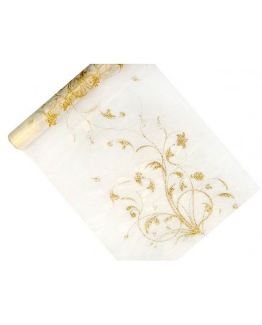 Organza - krémová s potlačou 36cmx9m