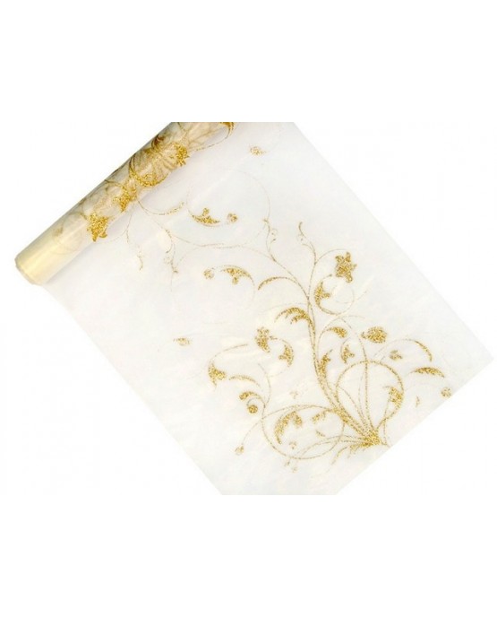 Organza - krémová s potlačou 36cmx9m