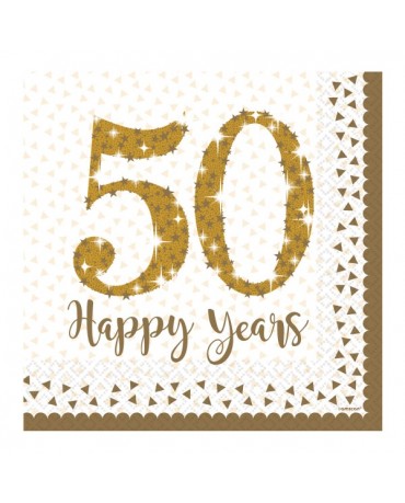 Servítky číslo 50-zlaté 33cm 16ks