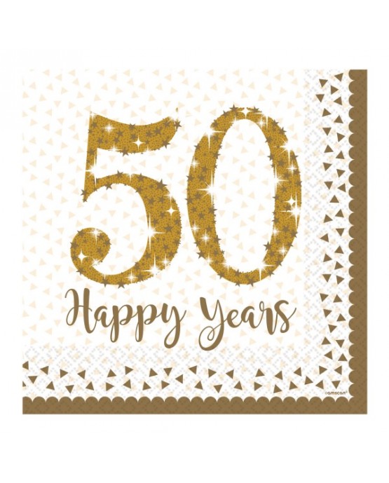 Servítky číslo 50-zlaté 33cm 16ks