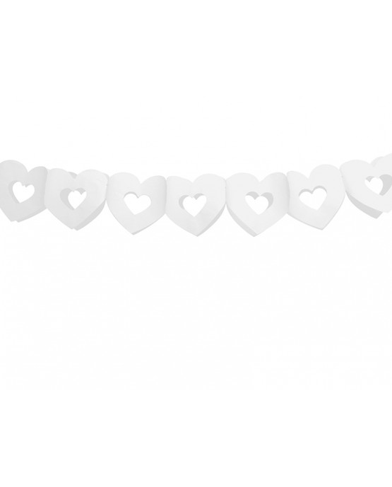 Girlanda biele srdcia 13x300cm
