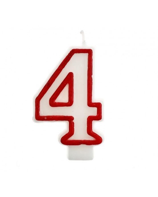 Sviečka číslo 4 - červeno-biela 7cm 1ks