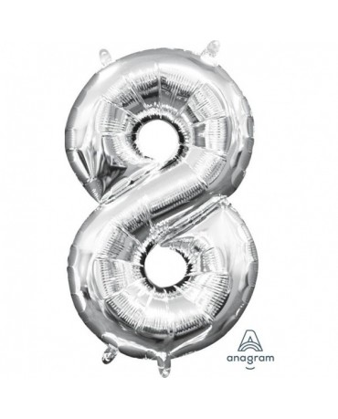 Fóliový balón číslo 8-strieborný 20x35cm