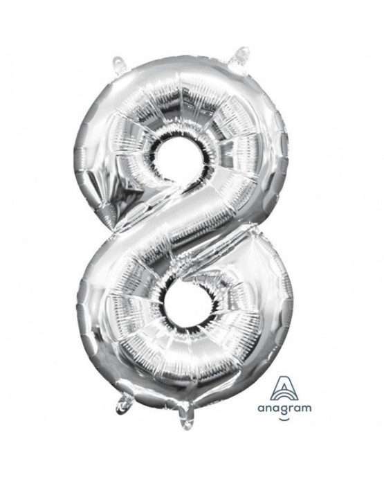 Fóliový balón číslo 8-strieborný 20x35cm