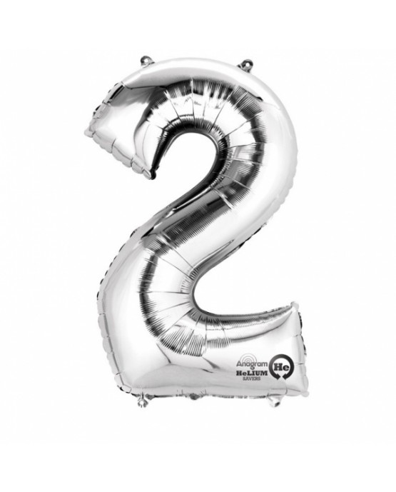 Fóliový balón číslo 2-strieborný 50x88cm