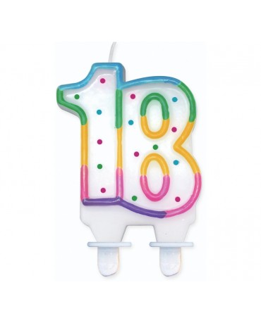 Sviečka - číslo 18 - bodky 7,5cm