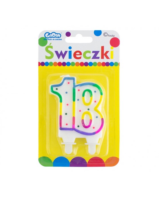 Sviečka - číslo 18 - bodky 7,5cm