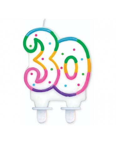 Sviečka - číslo 30 - bodky 7,5cm