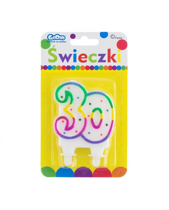 Sviečka - číslo 30 - bodky 7,5cm