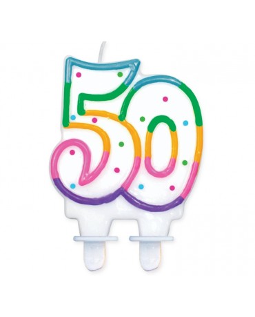 Sviečka - číslo 50 - bodky 7,5cm