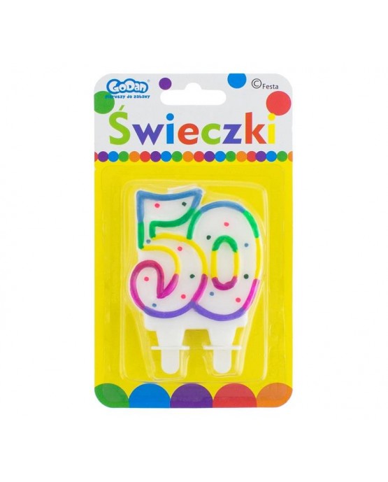 Sviečka - číslo 50 - bodky 7,5cm