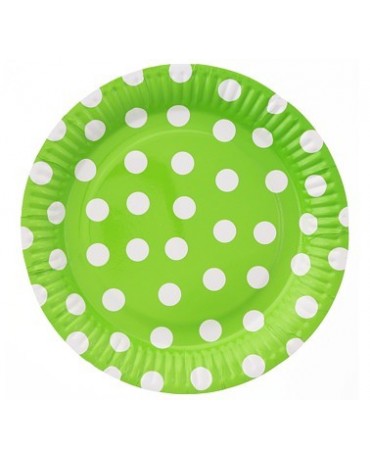 Pap. taniere zelené s bodkami 23cm 6ks