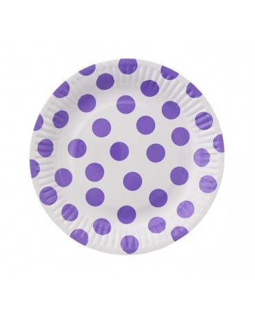 Pap. taniere fialové bodky 18 cm 6ks