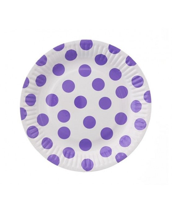 Pap. taniere fialové bodky 18 cm 6ks