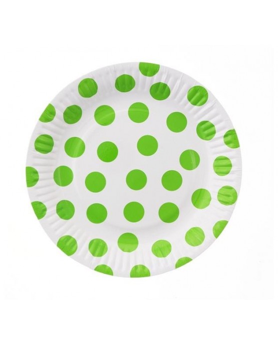 Pap. taniere zelené bodky 18cm 6ks
